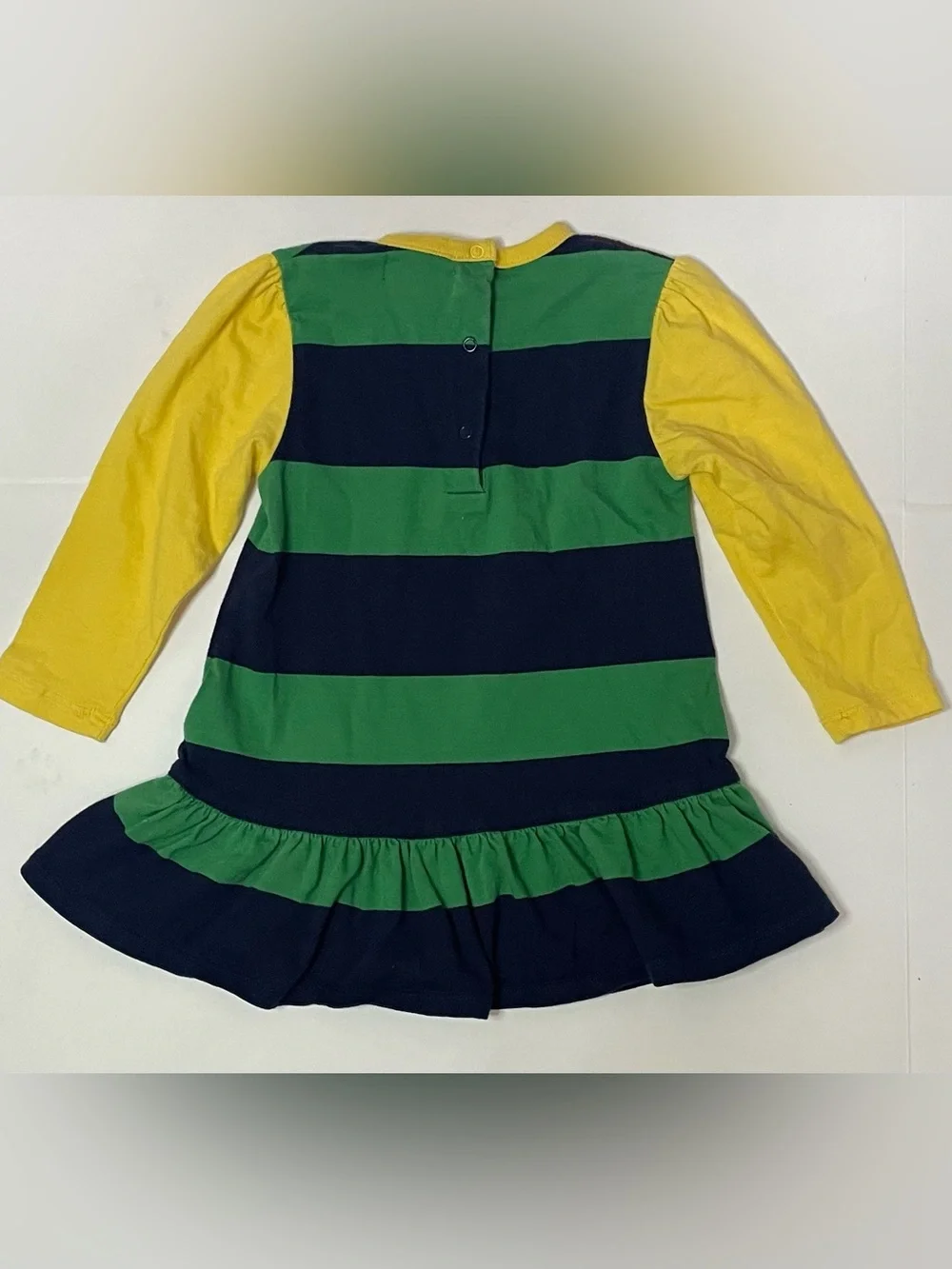 Ralph Lauren Navy, Green & Yellow Striped Crest Rugby Dress 24 months